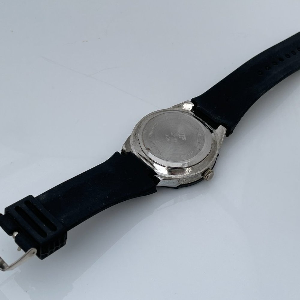 JF J Ferrar Men Watch Black Rubber Band Analog Wrist Watch - Picture 6 of 11